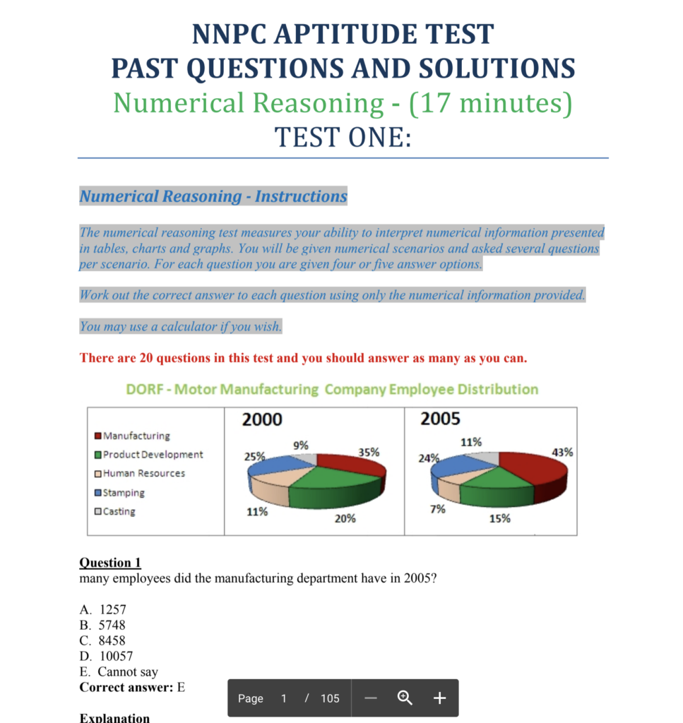 nnpc test past questions pdf